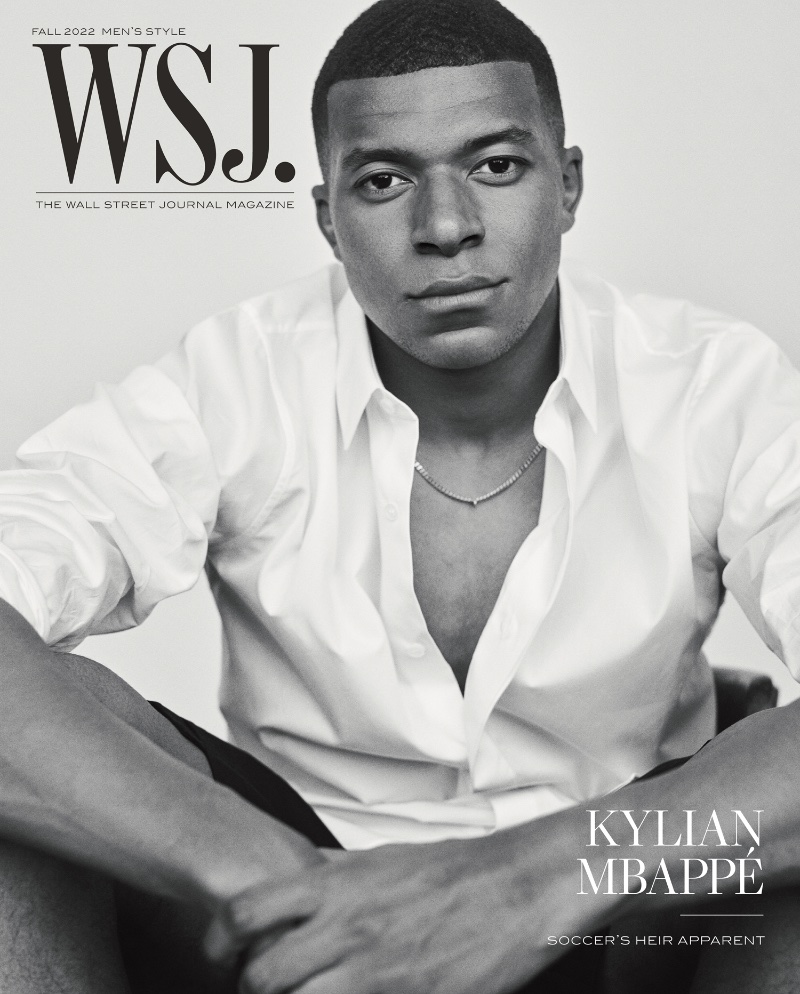 Kylian Mbappé WSJ. Magazine Cover 2022 White Shirt