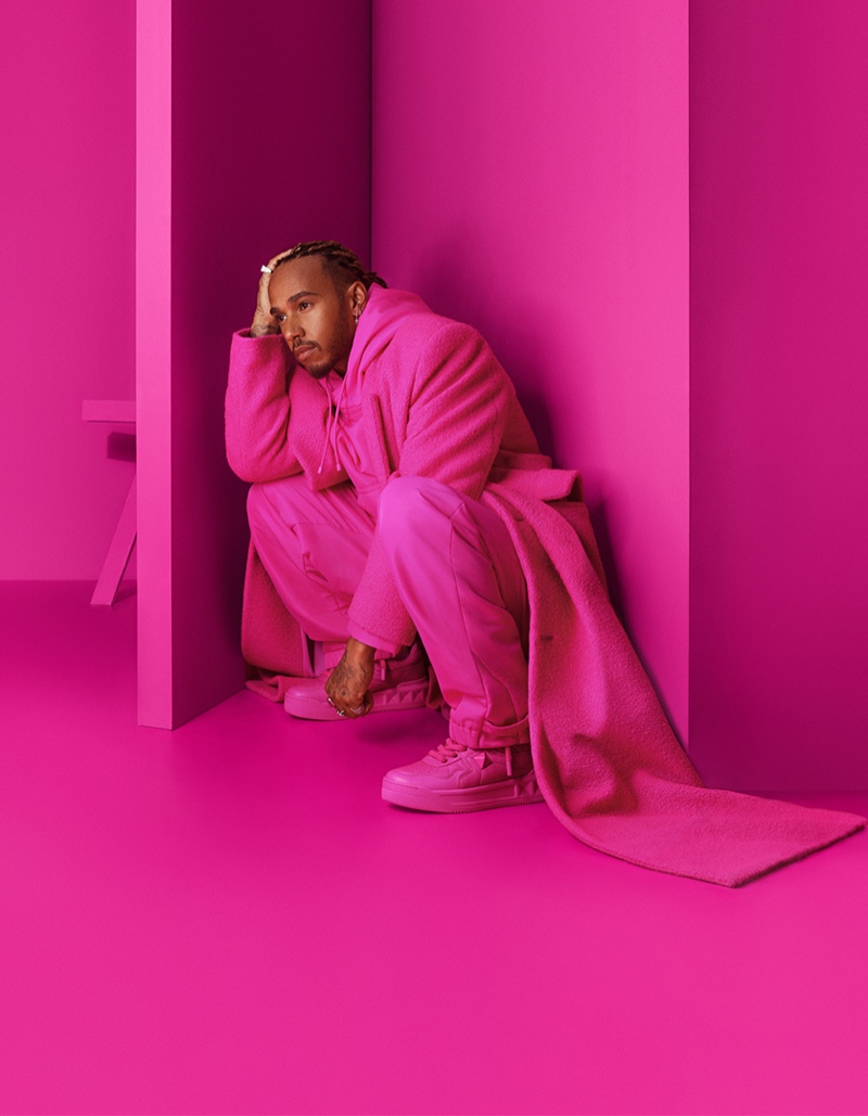 Lewis Hamilton Valentino Campaign Men Fall 2022 Pink PP Collection