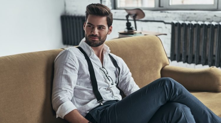 Male Model Couch Suspenders