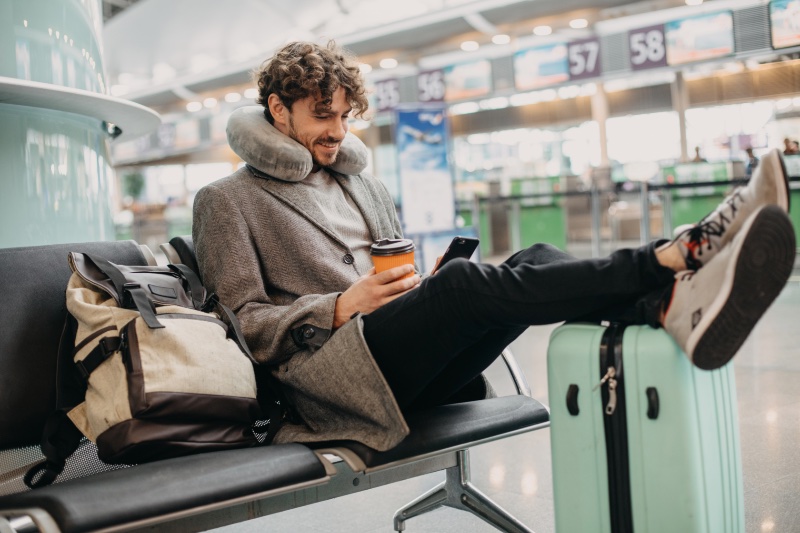 Man Airport Neck Pillow Phone