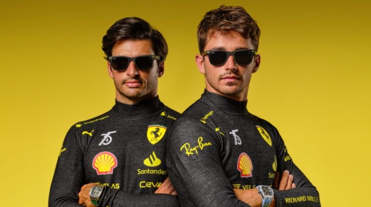 Carlos Sainz Jr. Charles Leclerc Ray-Ban Wayfarer Carbon Fiber Scuderia Ferrari Sunglasses 2022