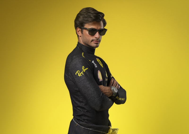 Carlos Sainz Jr. Ray-Ban Wayfarer Carbon Fiber Scuderia Ferrari Sunglasses 2022