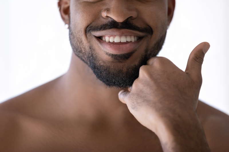 Black Man Beard Closeup Crop Nose Ring