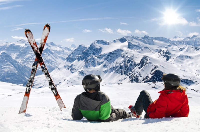 Couple Skiing