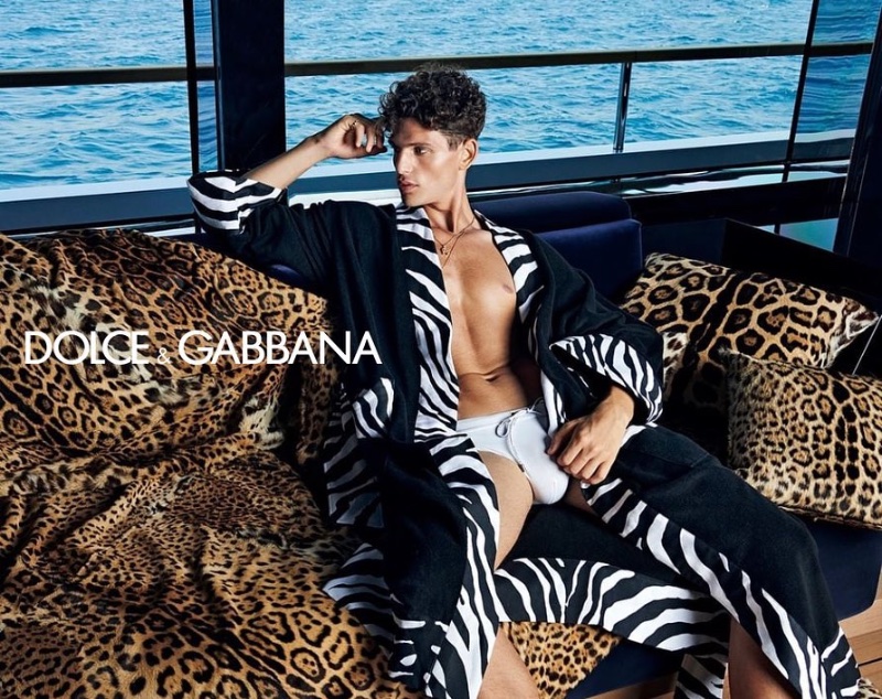 Dolce & Gabbana Casa Campaign 2022 Pau Ramis Model Zebra Print Robe