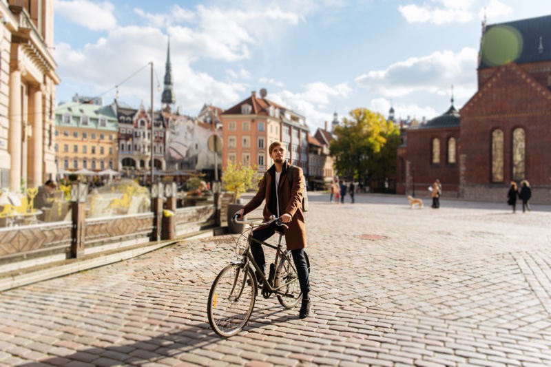 European Man Bicycle City