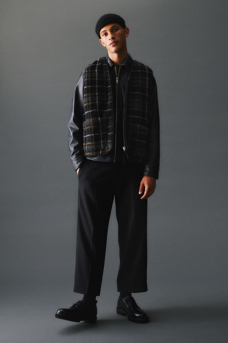 H&M Men Outerwear Fall 2022 Adil Haddaoui Model Checked Vest