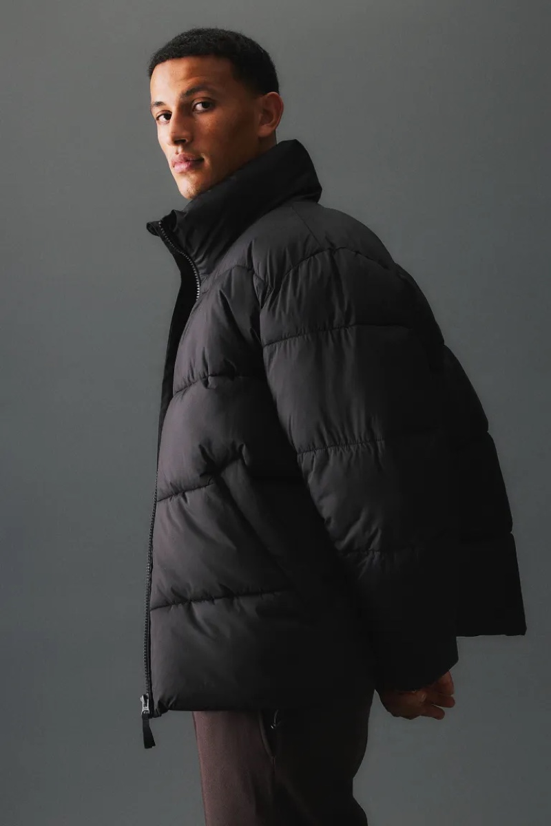 H&M Men Outerwear Fall 2022 Adil Haddaoui Model Puffer Jacket