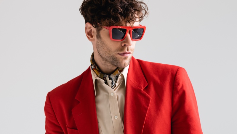 Male Model Red Sunglasses Chic