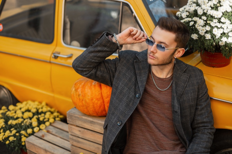 Male Model Sunglasses Pumpkin Fall