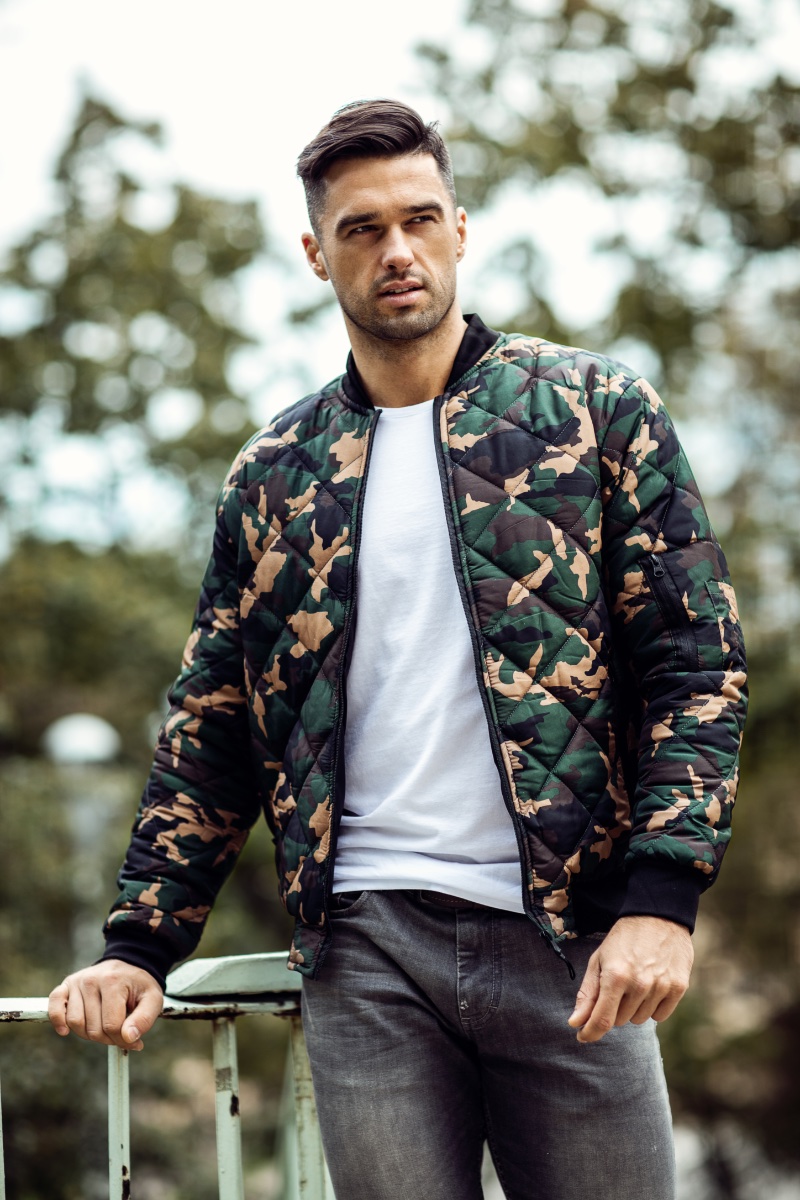 Man Camouflage Bomber Jacket