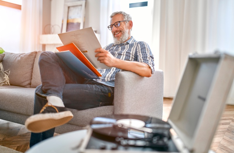 Man Looking at Vinyl Records Man Looking at Vinyl Records