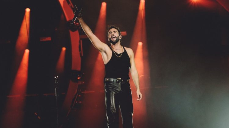 Marco Mengoni 2022 Tour Versace Leather Trousers Undershirt