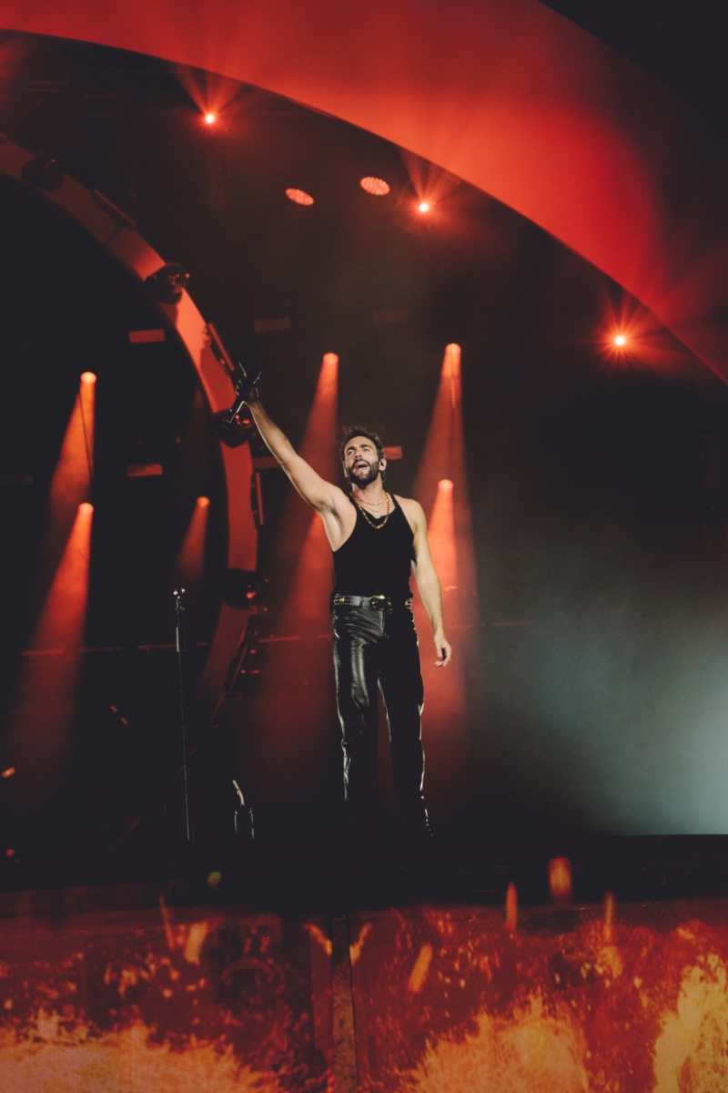 Marco Mengoni 2022 Tour Versace Leather Trousers Undershirt