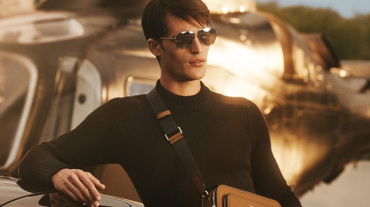 Michael Kors Men Campaign Fall 2022 Parker van Noord Model Sunglasses Bag