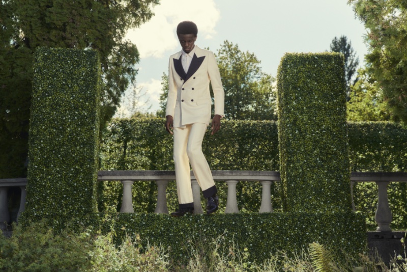 Mytheresa Men Exquisite Gucci Collection Fall 2022 Ibrahima Tall Model White Tuxedo