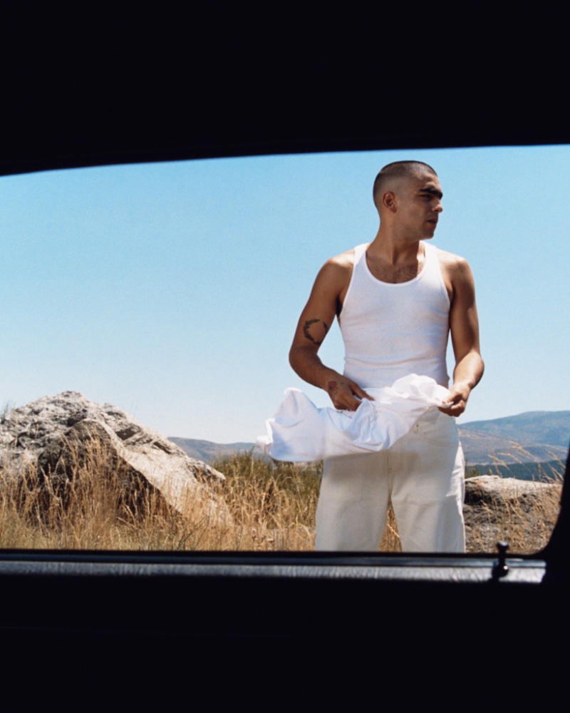 Omar Ayuso Calvin Klein Campaign 2022 White Tank Top Pants