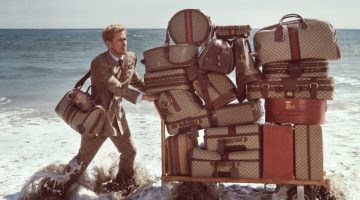 Ryan Gosling Gucci Valigeria Campaign 2022 Cart Luggage Beach