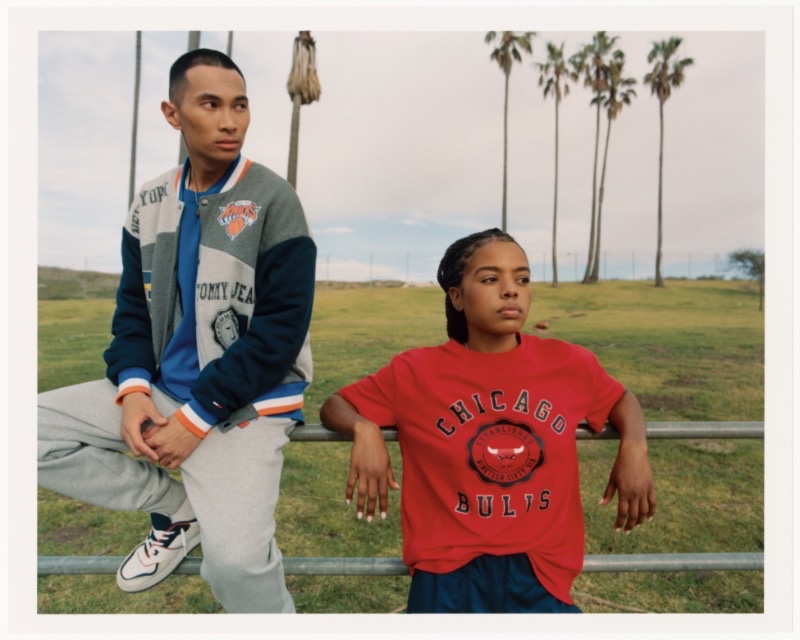 Tommy Jeans x NBA cropped hoodie in cream