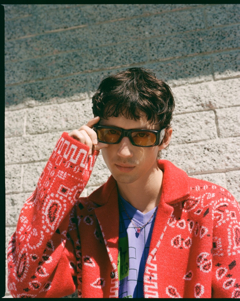 Troye Sivan 2022 Photoshoot Mr Porter Red Cardigan Jacket
