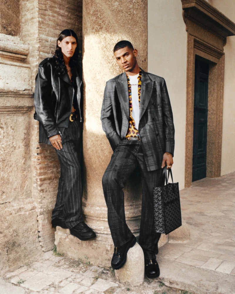 Versace Men Campaign Fall 2022 » It's Leather, Tailoring & La Greca for the Versace Man Versace Men Campaign Fall 2022