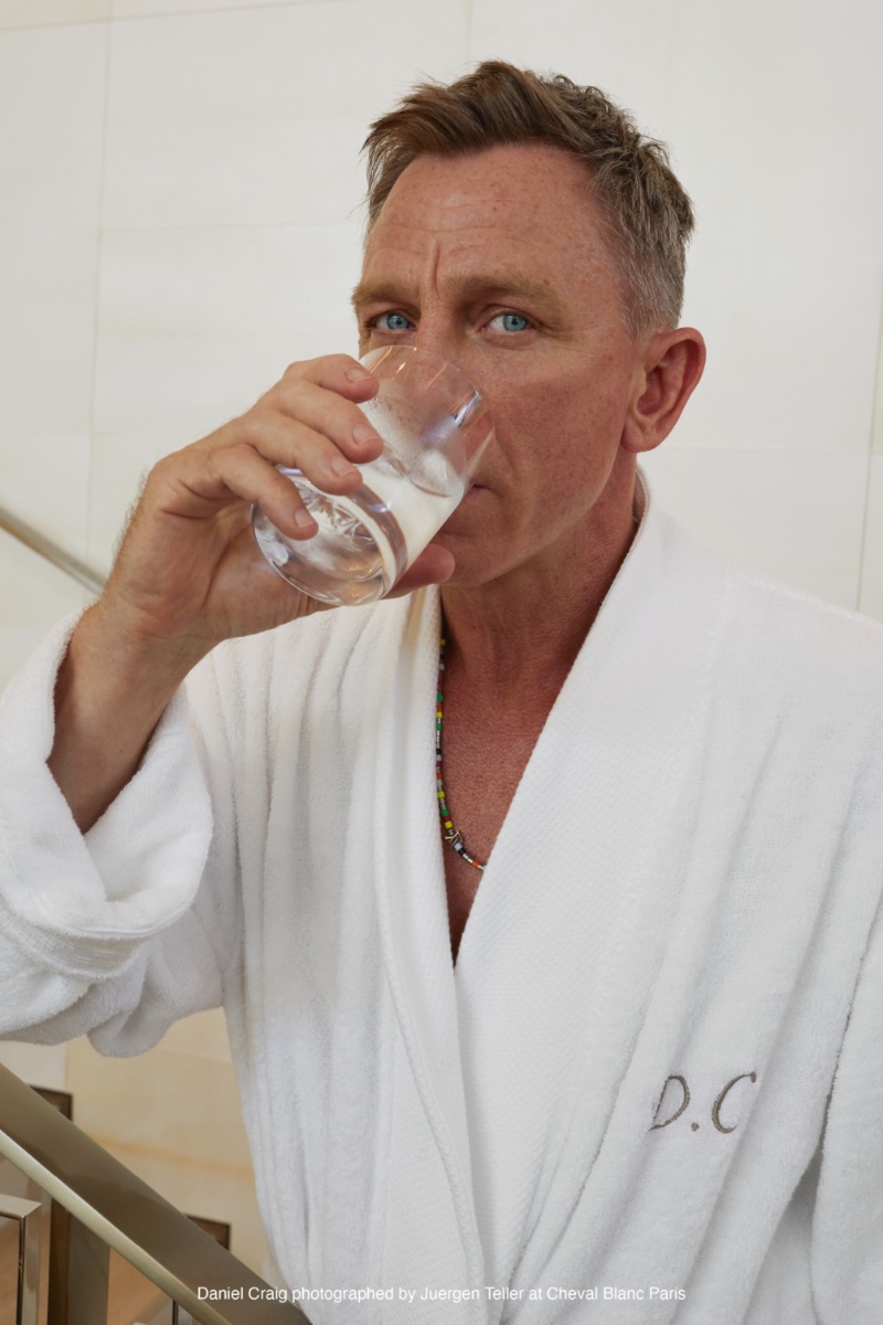 Sporting a white robe, Daniel Craig stars in a new Belvedere campaign.