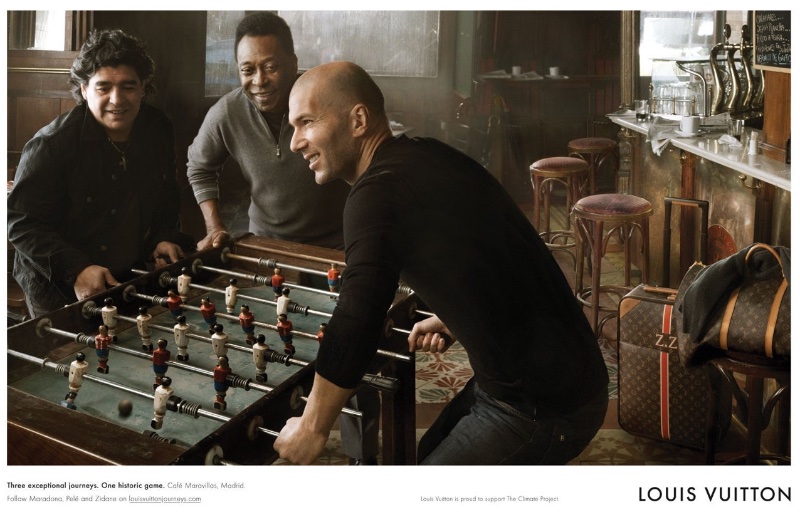 Diego Maradona, Pelé, and Zinedine Zidane star in a 2010 campaign for Louis Vuitton.