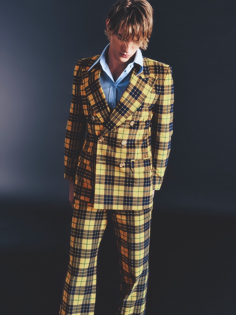 Gucci Cotton Tartan Jacket and Pants with Cotton Oxford Shirt