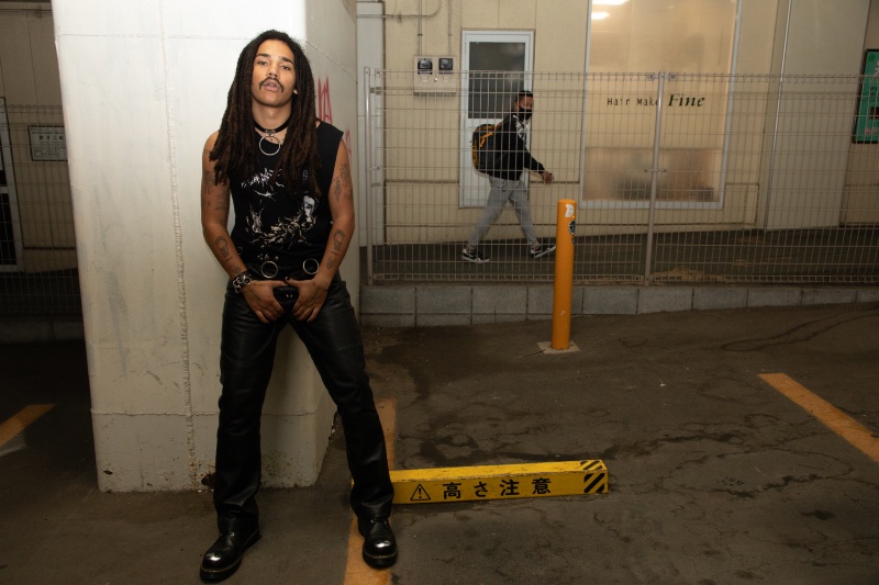 Rocking leather pants, Luka Sabbat fronts the campaign for his collaboration with ABOUT YOU. 