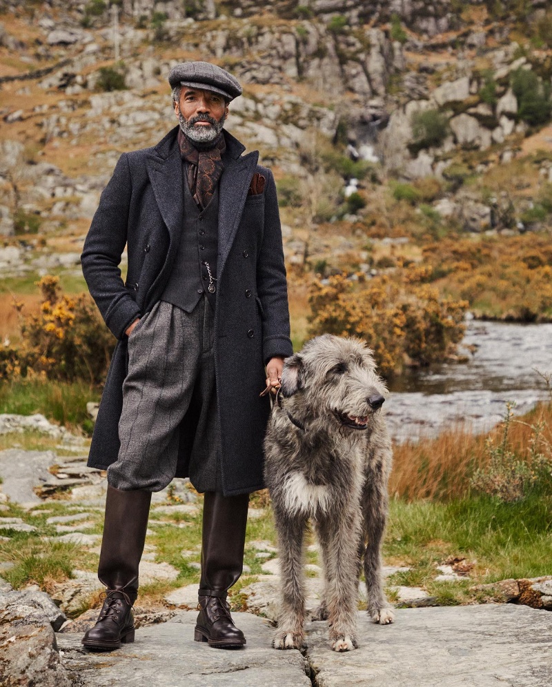 Daryl Dismond wears a chic tailored look in wool for Ralph Lauren Purple Label's fall-winter 2022 campaign.