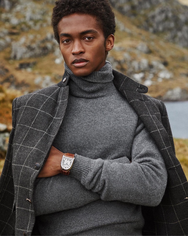 Stan Taylor embraces chic shades of gray for Ralph Lauren Purple Label's fall-winter 2022 campaign.