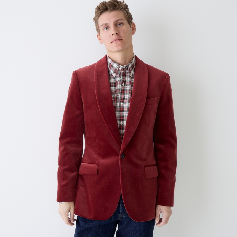 Velvet Suit Jacket for Men J.Crew Ludlow Slim-fit Shawl-Collar Tuxedo Jacket