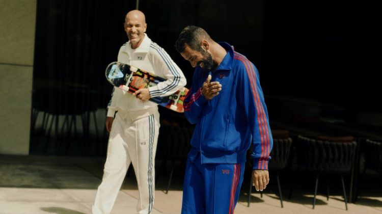 Dressed in tracksuits, Zinedine Zidane and Lucas Puig come together for the Y-3 x Palace campaign.