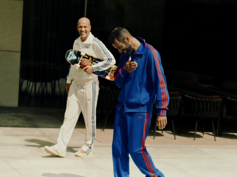 Dressed in tracksuits, Zinedine Zidane and Lucas Puig come together for the Y-3 x Palace campaign.