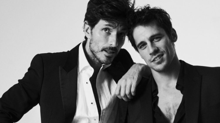 Dressed to impress, Andrés Velencoso wears a Giorgio Armani tuxedo with a Mirto shirt while Martiño Rivas dons an Exigency for El Corte Inglés suit with an Emporio Armani shirt.