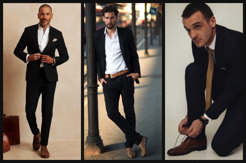 Introducir 70+ imagen black dress shirt brown shoes - Abzlocal.mx