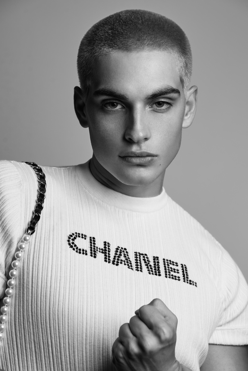 Cameron Porras Mens Folio 012 Ready for his close-up, Cameron Porras models Chanel.