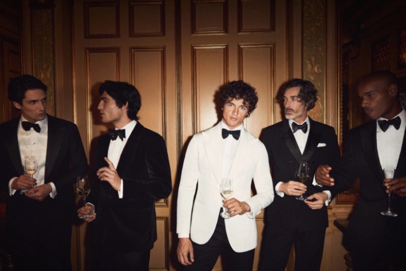 Philip Lach de Bère, Staffan Lindström, Alberto Perazzolo, Richard Biedul, and Sacha M'Baye appear in Eton's holiday 2022 campaign.