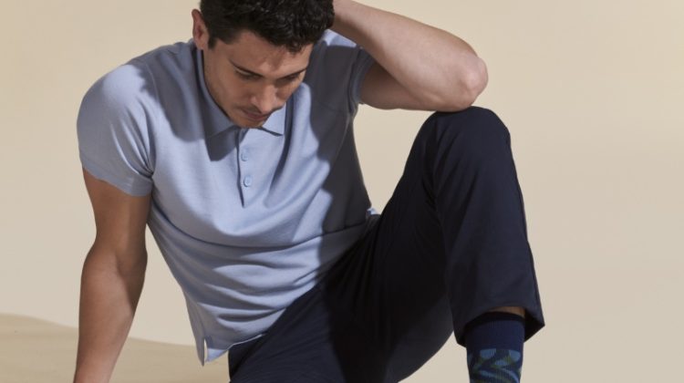 Model Alexandre Sayhi connects with FALKE to showcase its spring-summer 2023 socks.