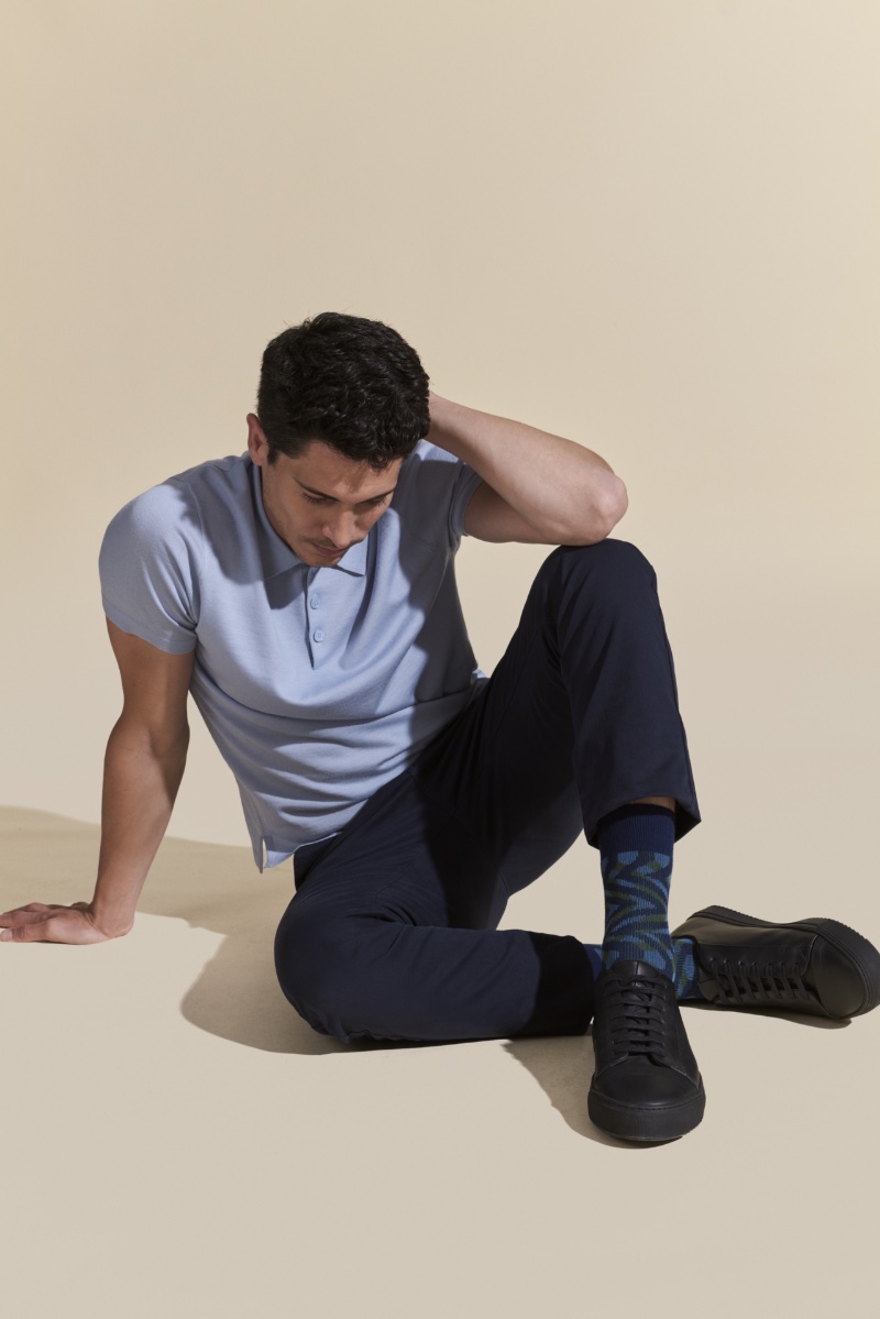 Model Alexandre Sayhi connects with FALKE to showcase its spring-summer 2023 socks.