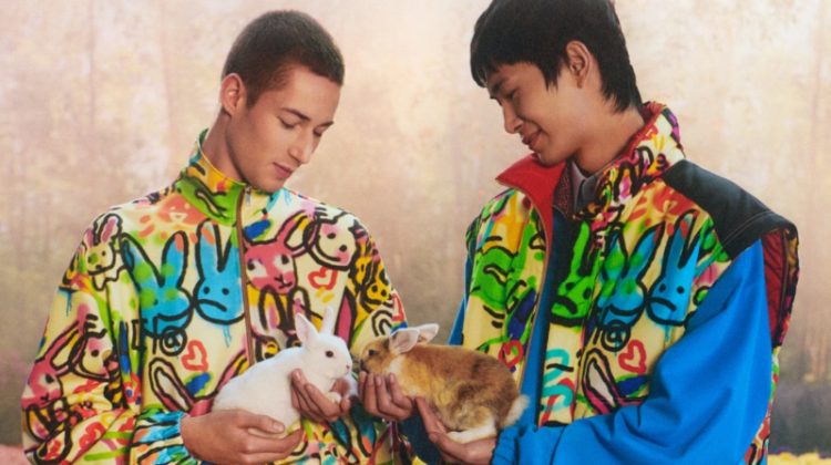 Going bold in graffiti style, Jean Meyer and Li Yufeng front Gucci's Year of the Rabbit campaign.