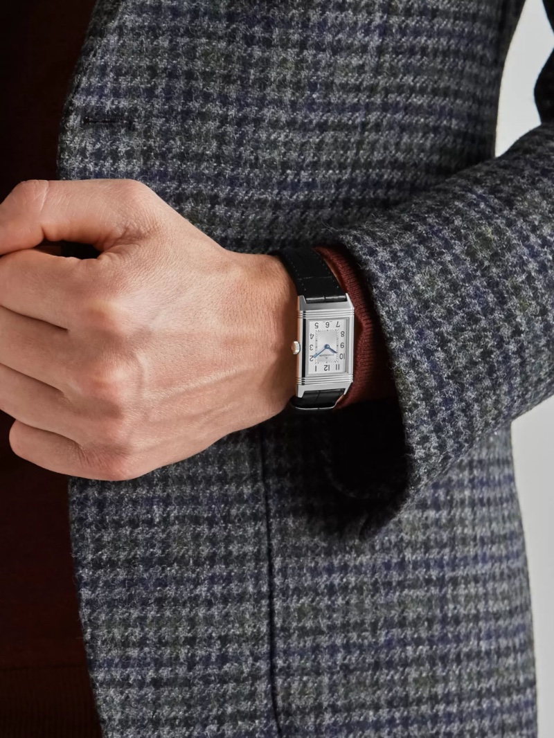 Cocktail Attire Men Accessories Jaeger-LeCoultre Reverso Classic Stainless Steel and Alligator Watch