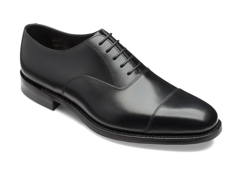 Cocktail Attire Shoes Men Loake 1880 Aldwych Cap Toe Shoe in Black Calf