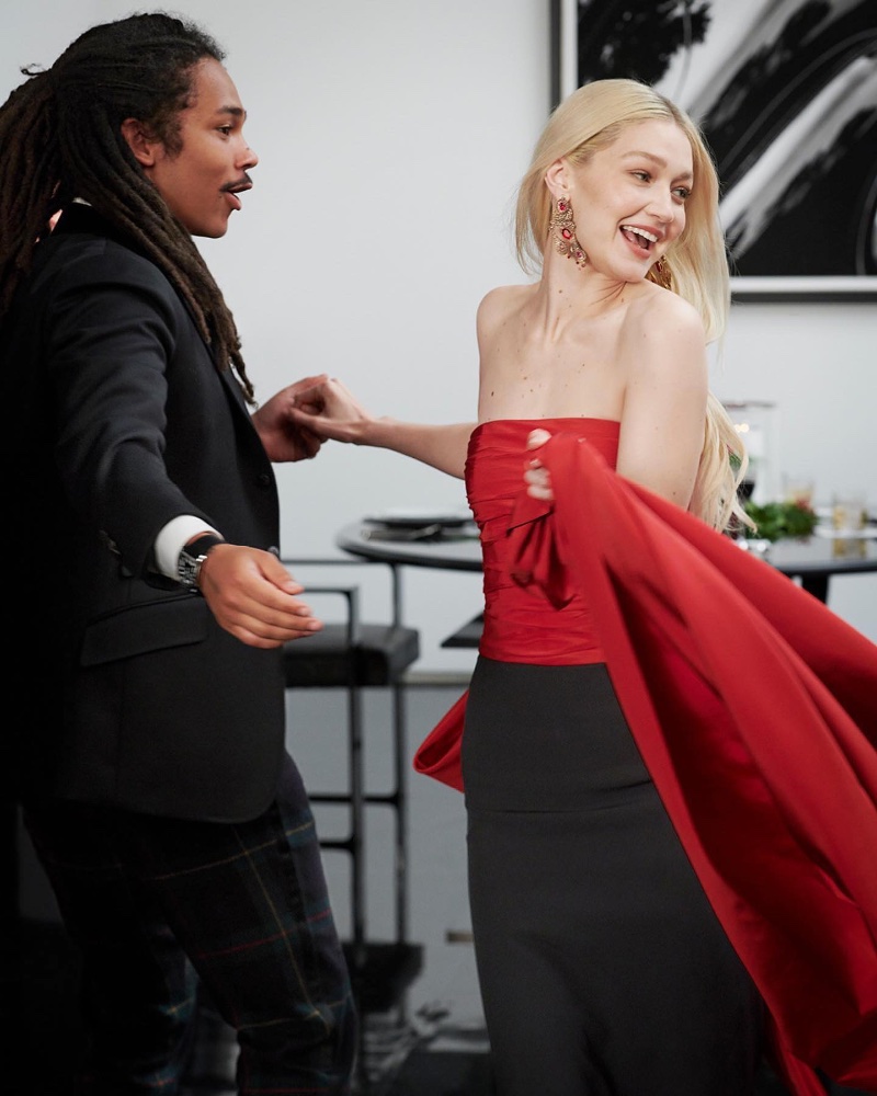 Dancing the evening away, Luka Sabbat and Gigi Hadid star in the Ralph's Club holiday 2022 campaign.