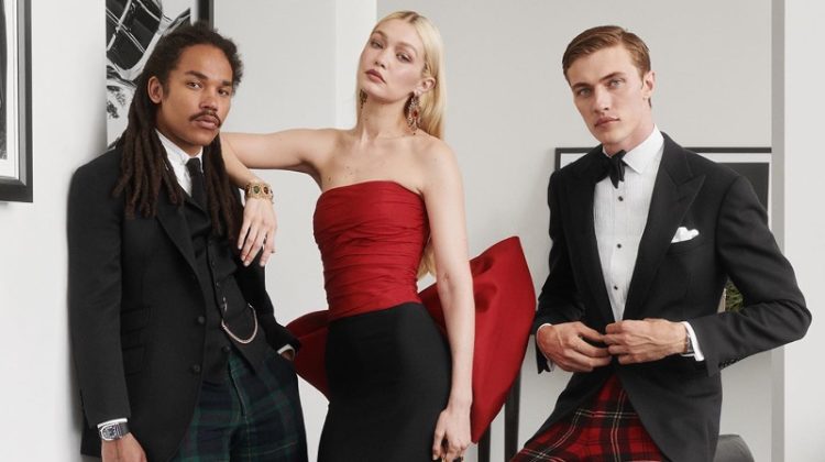 Luka Sabbat, Gigi Hadid, and Lucky Blue Smith reunite for the Ralph's Club holiday 2022 campaign.