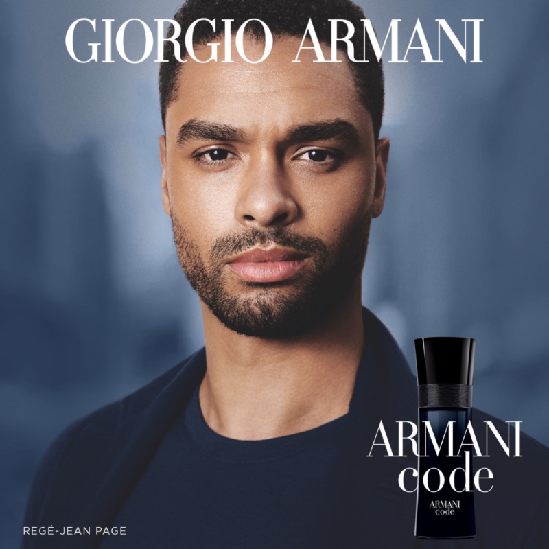 Actor Regé-Jean Page stars in the Armani Code advertising campaign. 