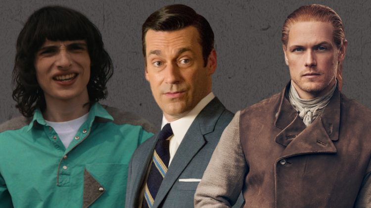 Finn Wolfhard as Michael "Mike" Wheeler in Stranger Things, Jon Hamm as Don Draper in Mad Men, Sam Heughan as Jamie Fraser in Outlander