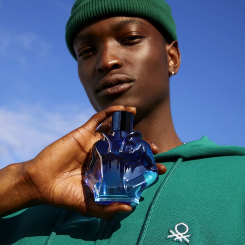 Sporting a green hoodie, Rocki Salam appears in the United Colors of Benetton We Are Tribe fragrance campaign. 