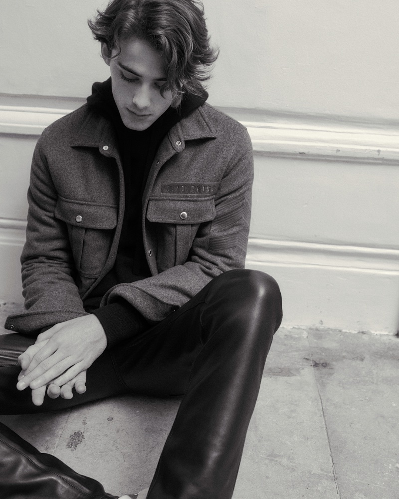 Actor William Franklyn-Miller sports a military-style jacket with leather pants. » William Franklyn-Miller Sports Key Zadig & Voltaire Styles Actor William Franklyn-Miller sports a military-style jacket with leather pants.