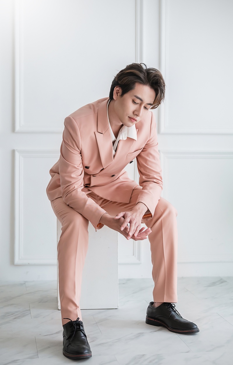 Asian Male Model Pink Suit